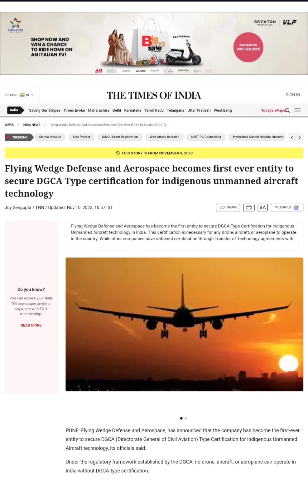 Times of India coverage